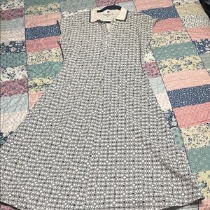 Tommy Hilfiger White and Black Polo-Collar A-Line Midi Dress